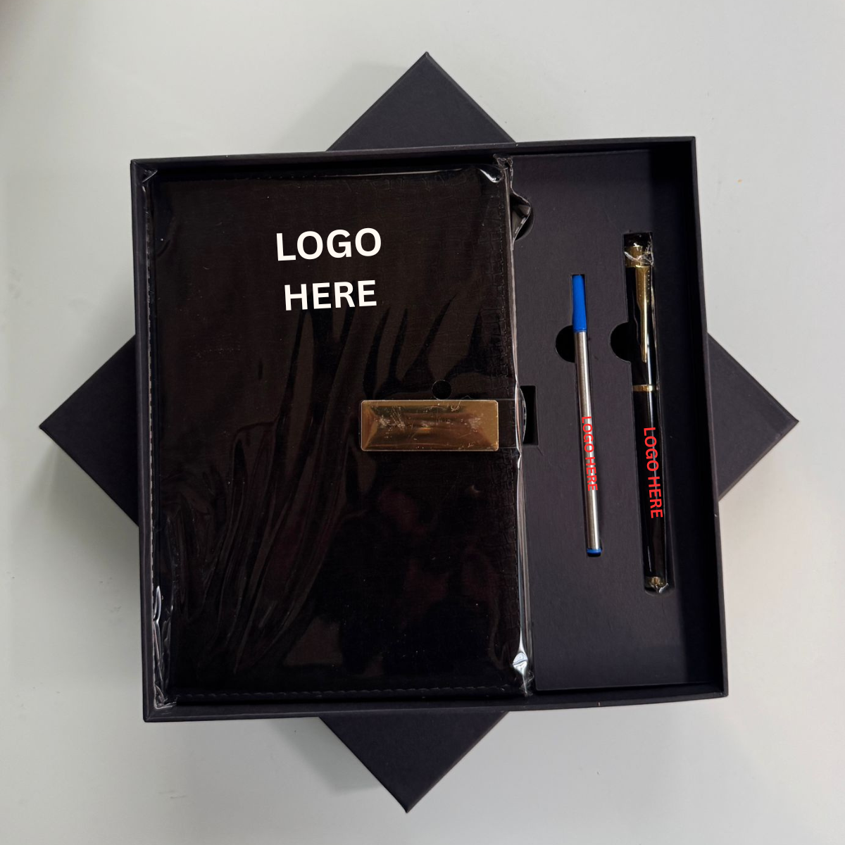 Premium Black Notebook & Dual Pen Gift Set
